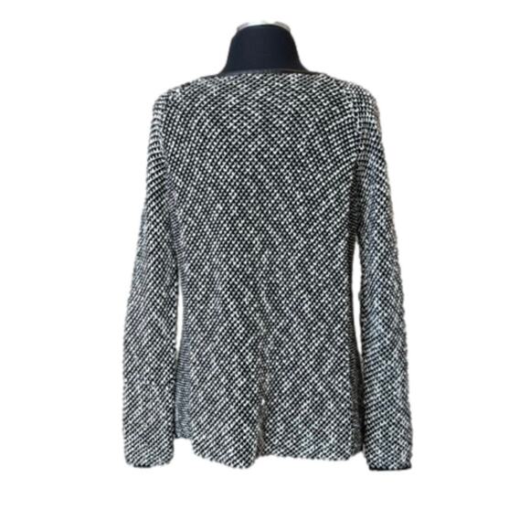 Zara Knit Sweater Boat Neck Long Sleeve Black White Wool Blend Size M Casual - Picture 2 of 13